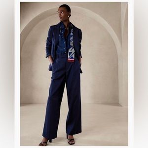 HIGH-RISE LINEN-COTTON PANT